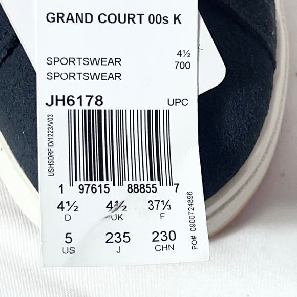 Adidas Grand Court 00s Kids Tennis Shoe Size 5 Black White JH6178 New - Picture 10 of 10